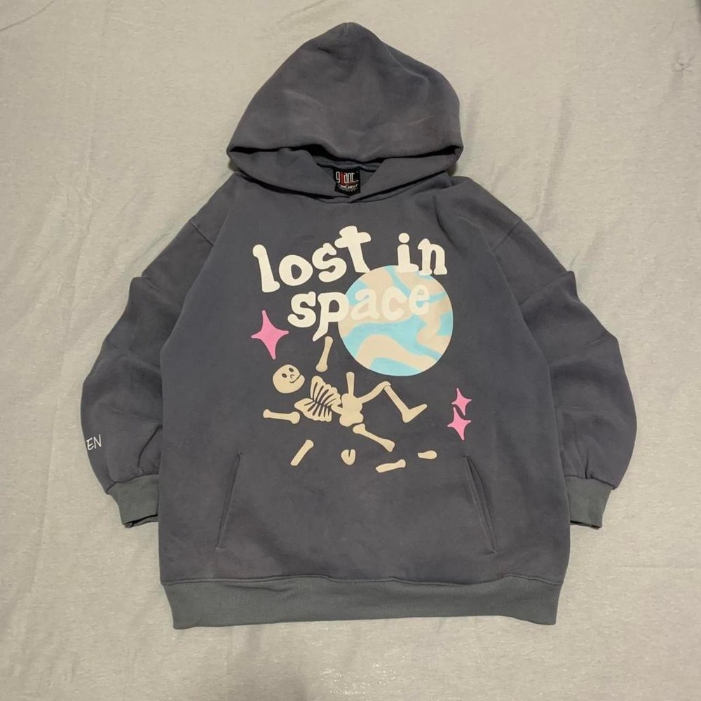 Vintage Giant by Tee Jays Lost in Space Skeleton Hoodie Mens Large Navy Blue Y2K